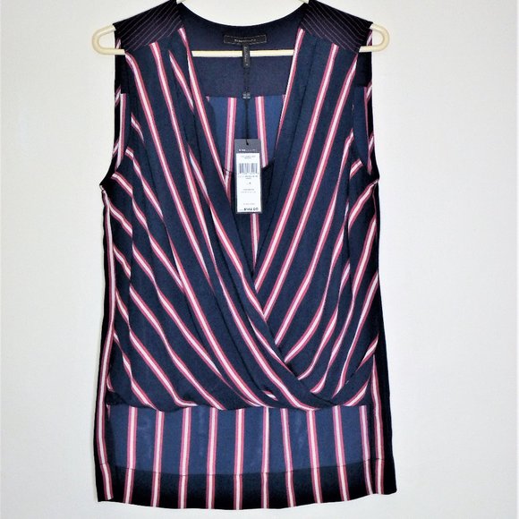 BCBG MaxAzria Hi/Low Striped Sleeveless Blouse - Picture 1 of 4